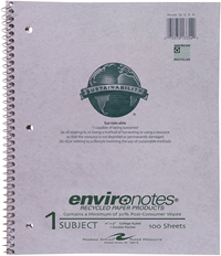 Environotes Spiral 1-sub notebook w/folder pocket