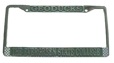 License Plate Frame Geoducks Metal Evergreen (SKU 1007309454)