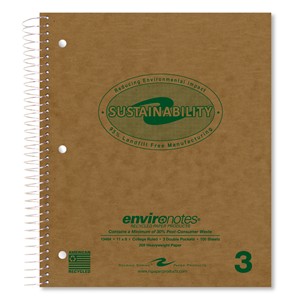 Environotes® Recycled Three Subject Wirebound Notebook - main view
