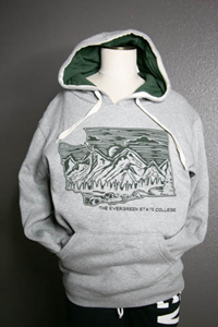 Hoodie WA State Outline Evergreen