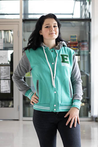 Fitted Cardigan Sweatshirt w/ E Applique