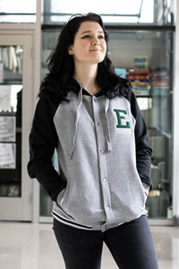 Fitted Cardigan Sweatshirt w/ E Applique